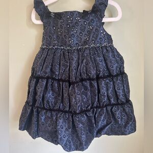 Isobella and Chloe midnight blue taffeta dress w/velvet flocking /sparkles 3T